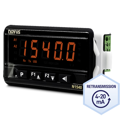 N1540 USB Universal Indicator, 2 relays + 4-20 mA, 96x48 mm.