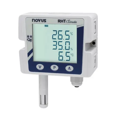 [8804121101] RHT Climate DM-250S-485-LCD transm. with USB, 2AO, 2DO, buzzer, 250mm SS probe, RS485, LCD